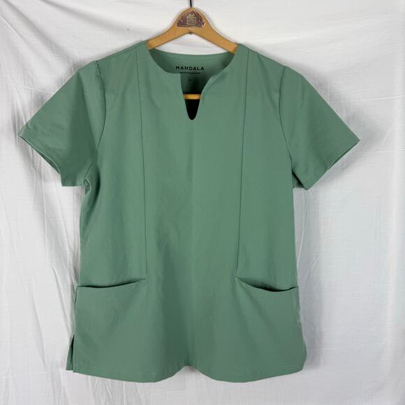 Mandala Scrub Top Oasis Green Women's Small Pockets Nursing Medical Equa-Tek - Picture 2 of 8